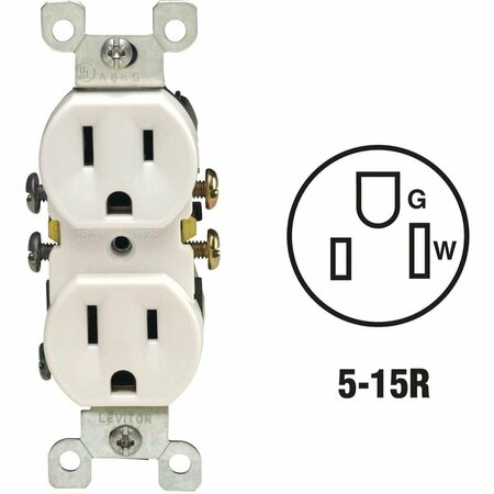 LEVITON 15A White Shallow Grounded 5-15R Duplex Outlet S12-05320-0WS